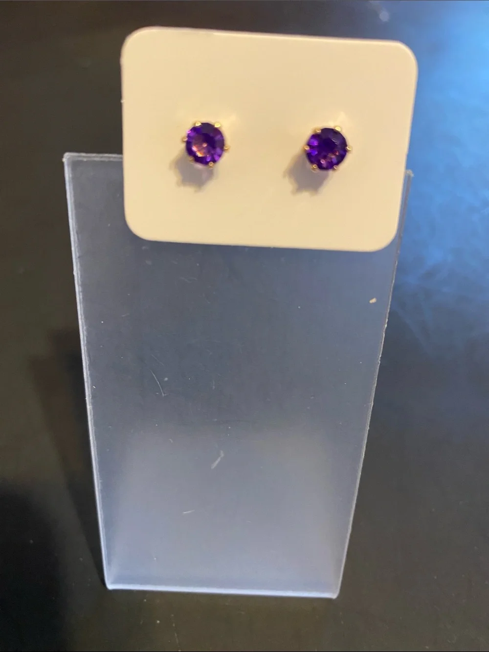 Purple amethyst birthstone for February Stud Earrings - Gold Setting